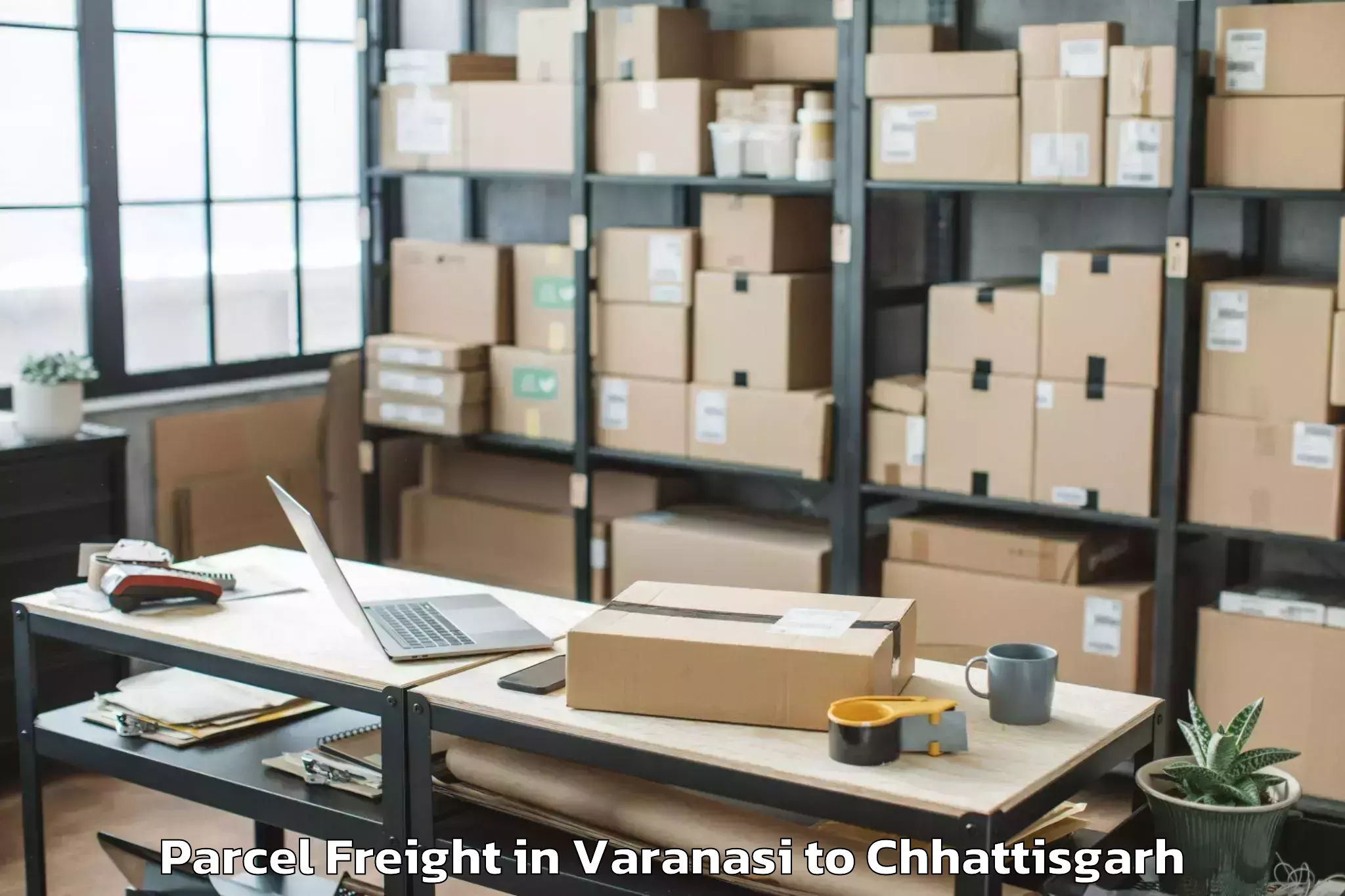 Top Varanasi to Sarangarh Parcel Freight Available